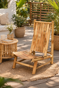 Silla de Bambú Hecha a Mano, Silla Baja de Bambú Natural, Silla de Relajación para Exteriores, Muebles Ecológicos para Jardín y Patio - Product Image 3