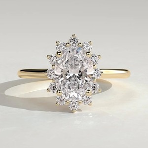 Bague de fiançailles solitaire ovale de luxe 2 carats en or massif 14K, certifiée IGI, pour femme, bijoux Luxeshine, mariage - Product Image 1