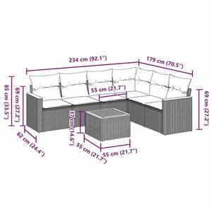 Conjunto de Sofá de Jardín de Ratán PE Negro con Reposabrazos Ajustables, Tamaño Mediano - Product Image 3