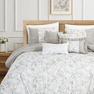 7 PCS Botanical Leaves Embroidered <b>Bed</b> in a Bag <b>Comforter</b> Set with Printed Features - Product Image 2