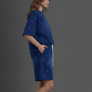 OEM/ODM 100% Cotton Women's 2 color Short <b>Set</b> Custom Silk Screen Printed Logo Oversized Drop Shoulder Comfortable 2 Piece <b>Set</b> - Product Image 5