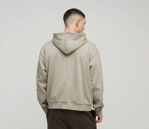 Sudadera con Capucha y Estampado de Logotipo, 100% Algodón, Lavado Ácido, Felpa Francesa, Hombros Caídos, Talla Grande para Hombre - Product Image 5