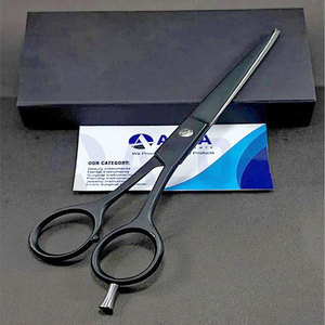 Stainless Steel Black Matte Right-Handed <b>Barber</b> Scissors Blunt-Tip Cutting Blades Medium Ergonomic Handle for Professional - Product Image 5