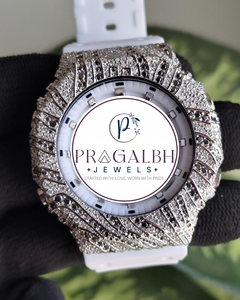 นาฬิกา Pragalbh Jewels ประดับเพชรแบบ Iced Out พร้อมเพชรโมอิสซาไนต์ฝังแบบไมโครพาเว่ ตัวเรือนสแตนเลสสตีลสุดหรู สไตล์ฮิปฮอปสำหรับผู้ชาย - Product Image 2