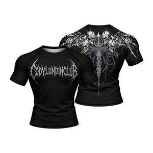 เสื้อรัดกล้ามเนื้อแบบใหม่สำหรับผู้ชาย พิมพ์ลายดิจิตอลตามสั่ง ผ้าถัก 180 กรัม ขายส่ง สำหรับการฝึกซ้อมและการออกกำลังกาย - Product Image 2