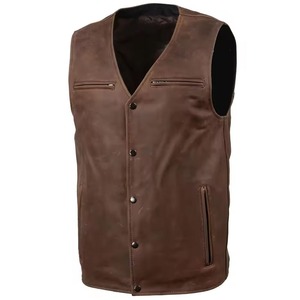 <b>Top</b> Trending Men's Leather Denim Vest Unique Plus-Size Front Pockets OEM Low MOQ Sleeveless Winter <b>Heated</b> Breathable Waistcoat - Product Image 3