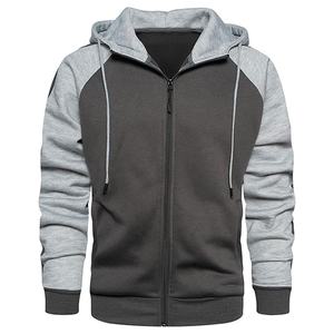 Sweat à capuche thermique personnalisé pour homme, 100 % coton épais, avec fermeture éclair bidirectionnelle, patchs effet vieilli, basique hiver zippé, mélange de coton - Product Image 5