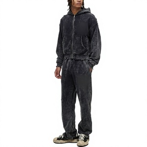 Conjunto Deportivo para Hombre, Estilo Acampanado, Lavado Ácido, Ropa Personalizada con Serigrafía, Pantalones Deportivos - Product Image 1