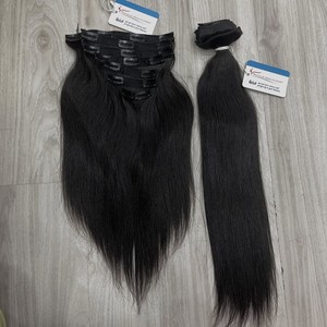 Extensiones de Cabello Natural Liso con Clip, Acabado Brillante, Antienredos, Trama Segura, Listas para Enviar, 100% Cabello Humano, Más Vendidas - Product Image 6