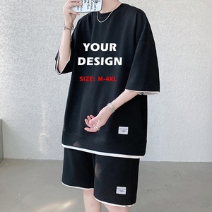 เสื้อผ้าฤดูร้อนขายส่ง ดีไซน์ใหม่ ชุดเซ็ตชาย เสื้อยืดแขนสั้น กางเกงขาสั้น ชุดเซ็ตคู่ชาย คุณภาพสูงสำหรับผู้ชาย ล้างสีแบบแอซิด - Product Image 3