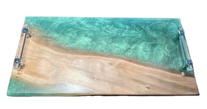 ถาดเสิร์ฟอาหารเช้าทำจากไม้อีพ็อกซี่เรซินสำหรับบ้านโรงแรมร้านอาหารถาดตกแต่งสไตล์ศาสนาพร้อมที่จับ - Product Image 2