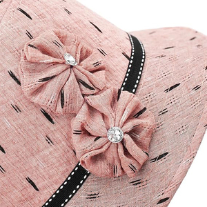 Chapeau Bob Rose en Polyester/Coton avec Décoration Florale Respirant pour Femme Printemps Été Décontracté Voyage 56-58CM - Product Image 4