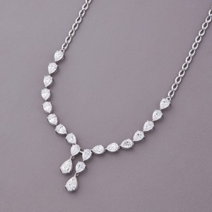 Collar con colgante de diamante cultivado en laboratorio certificado por IGI, en forma de pera, para mujer, en oro amarillo/blanco/rosa de 9K, estilo tenis, joyería nupcial. - Product Image 2