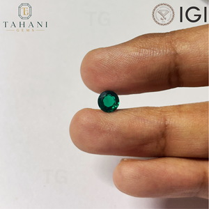 พลอยมรกตสีเขียวทรงกลมสังเคราะห์จาก AG Lab สำหรับทำเครื่องประดับ ได้รับการรับรองจาก IGI ขนาด 6 มม. ถึง 14 มม. - Product Image 4