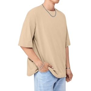 T-shirt ample à col montant épais et lourd, coupe boxy, fabriqué au Pakistan, pour homme, luxe, 100% coton épais - Product Image 4