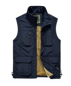 Men's <b>Fleece</b> Vest Stand Collar Zipper Closure Windproof Casual Thick <b>Sherpa</b> Lining Solid Color Autumn Outdoor Wear Lightweight P - Product Image 2