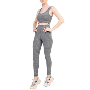 Ensemble de yoga professionnel personnalisé pour femmes, en dentelle unie, respirant, en spandex/nylon, 2 pièces, haute qualité, prix bas - Product Image 1