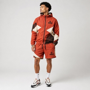 Conjunto Deportivo Corto para Hombre, Chaqueta Deportiva Ligera, Pantalones Cortos con Cordón, Ropa Informal para Entrenamiento al Aire Libre - Product Image 1