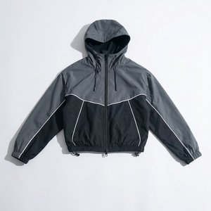 RTS New Arrivals Custom Logo Gray Black Men's 100% Nylon <b>Wind</b> <b>Breaker</b> Sets Breathable Quick Dry Vintage Highstreet Hoodies Short - Product Image 2