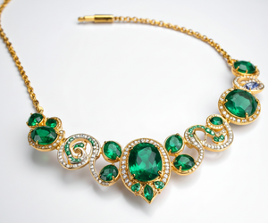 Collar con Colgante Verde Hidro de 16 Pulgadas con Formas Múltiples, con Circonita Cúbica, Plata de Ley 925, Chapado en Oro de 18K, 45g, Joyería Fina - Product Image 4