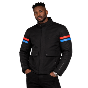 เสื้อแจ็คเก็ตมอเตอร์ไซค์ผู้ชาย ผ้าฝ้าย สีแทน แบบซิป แจ็คเก็ตนักขี่มอเตอร์ไซค์ คอตั้ง กระเป๋าหลายช่อง เสื้อคลุมมอเตอร์ไซค์ - Product Image 4