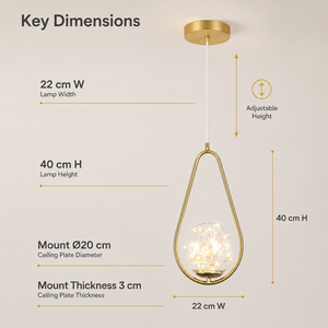Modern Gold Pendant <b>Light</b> With Adjustable Height And Glass Globe For Bedroom <b>Dining</b> Room Kitchen Island And Bar - Product Image 3