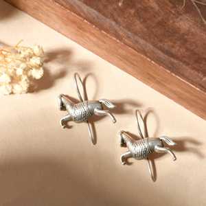 Pendientes Largos de Plata Fina Meera Jaipur Marvaar - Product Image 3