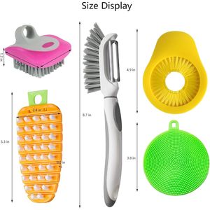 Spazzole Flessibili per Frutta e Verdura, Spazzola Pieghevole con Pelapatate per Pulire Frutta e Verdura - Product Image 1