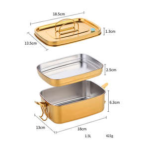 Contenedor de almuerzo de acero inoxidable, a prueba de fugas, caja de almacenamiento de alimentos, para cocina, viajes, preparación de comidas, bento, tiffin, regalo, reutilizable, premium, duradero. - Product Image 2