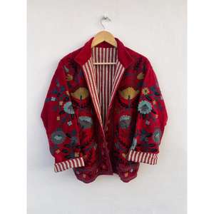 Handmade Embroidery Suzani Velvet Autumn Winter Cotton <b>Jacket</b> Duster Boho Coat <b>Bomber</b> Gift for Her Chic - Product Image 2