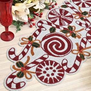 Handmade Embroidered Fabric Table <b>Runner</b> Customized Shape <b>Green</b> Leaf Design Luxury Eco-Friendly Durable 5mm Thickness Mat - Product Image 4