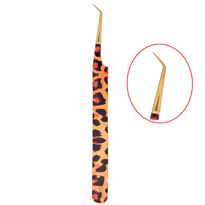 Pinzas para Pestañas con Diseño de Leopardo, Acero Inoxidable, Antimagnéticas, Punta Suave, para Injerto de Pestañas, Agarre Nano, Uso Profesional, 90 45 - Product Image 3