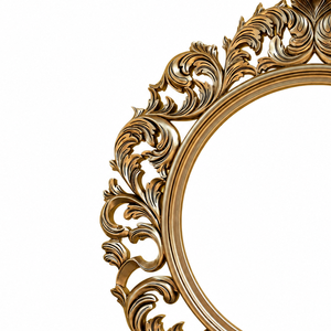 Antique Luxury Handmade Art Deco Carved Wooden Wall Mirror with Gold Beveled Edge Frame Round Decor for Home or Hotel - Product Image 2