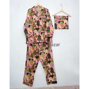 Conjunto de Pijama de 2 Piezas para Mujer, Hecho a Mano, de Lujo, Vintage, Romántico, Clásico, Floral, Otoñal, 100% Algodón, Cintura Elástica, Suave - Product Image 5