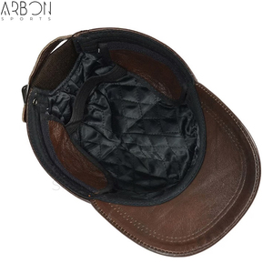 2026 Good Supplier New Arrival Trendy Fully Customized Made Adult Outdoor Wear Premium Quality Two-Tone Genuine Leather Caps - Product Image 5