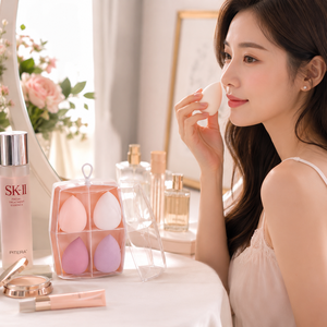 Ensemble de 4 éponges de maquillage avec étui de rangement portable, éponge de fond de teint en forme de larme, houppette cosmétique pour femmes - Product Image 4