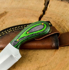 Cuchillo de Bushcraft de Hoja Fija EDC de Acero 12c27 Personalizado, Mango de Madera Pakka, Funda de Cuero, OEM, Hoja Entera, Cuchillo de Caza y Camping - Product Image 4