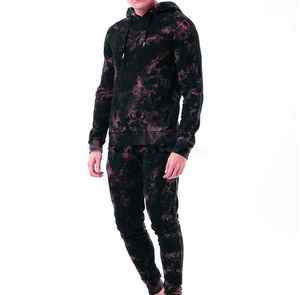 Conjunto Deportivo con Capucha para Hombre, Lavado Ácido, Corte Regular, Transpirable, Poliéster, Estilo Casual Otoñal, Patrón de Color Degradado - Product Image 1
