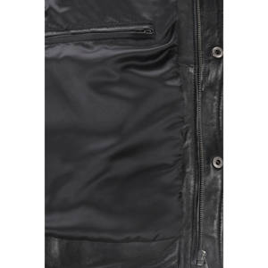 Chaleco Acolchado de Cuero Genuino Marrón para Hombre, con Cuello Alto y Cierre de Botones, Ropa de Invierno Informal - Product Image 6