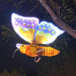 屋外ガーデンパーク夏祭りLED風景照明背景装飾天井蝶装飾ライト付き