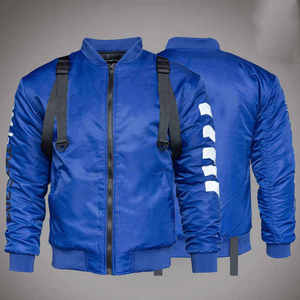 Wholesale Blue Techwear <b>Jacket</b> Men Streetwear Tactical Bomber <b>Jacket</b> Cyberpunk Windbreaker Harajuku Hip Hop Outerwear Coat - Product Image 1