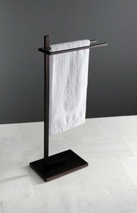 Porte-serviettes minimaliste en métal noir, organisateur de salle de bain sur pied, porte-serviettes design multi-niveaux, porte-serviettes mural en métal pour salle de bain - Product Image 5