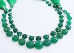 AAA Natural Green Onyx Faceted Heart Shape Beads 7 to 9 MM Onyx Briolette 7 Inch Natural Green Onyx Heart Beads for Jewelry - Product Image 6