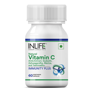 Cápsulas Vegetarianas a Base de Amla INLIFE con Ingredientes Herbales, Cápsulas de Nutrición Diaria para Adultos, 60 Cápsulas - Product Image 1