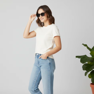 T-shirt à manches courtes col rond pour femme, couleur unie, coupe classique, décontracté, 100% coton jersey respirant, toutes saisons - Product Image 6