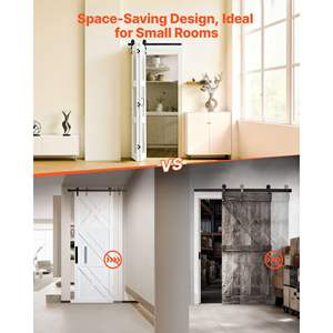 Kit de quincaillerie coulissante pour porte de grange à double battant en MDF et verre trempé, 36\" x 84\", gain de place, panneaux pré-assemblés pour chambre à coucher - Product Image 3