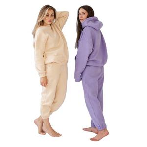 Ensemble de survêtement unisexe violet à capuche, sweat-shirt et pantalon en coton, couleur unie, coupe décontractée, manches longues, vêtements d'automne - Product Image 6