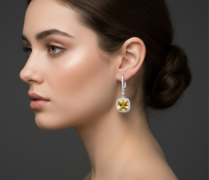 Pendientes de Lujo para Mujer, Chapados en Oro de 18k, Plata 925, con Citrino y Moissanita de Corte Brillante, Engaste de Garra, Regalo para Boda o Fiesta, Tanya - Product Image 1