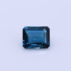 พลอยโทแพซสีน้ำเงินลอนดอนเกรด AAA ทรงแปดเหลี่ยมขนาด 6x4 มม. เจียระไนแบบมรกต ผลิตในห้องปฏิบัติการ งานแฮนด์เมด รับรองโดยบุคคลที่สาม - Product Image 1