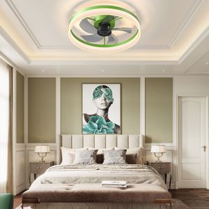 Ventilatori da Soffitto LED Moderni con Luci Dimmerabili e Installazione Sottile a Incasso Verde - Product Image 1